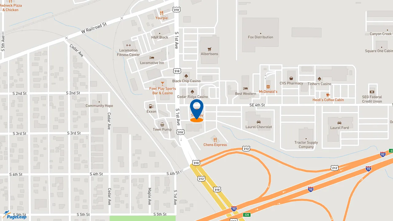 https://pageleap.com map showing location of Subway in Laurel.