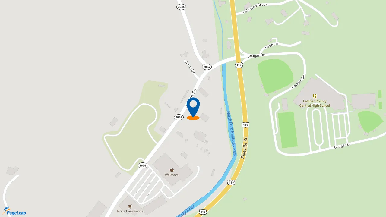 https://pageleap.com map showing location of Subway in Whitesburg.