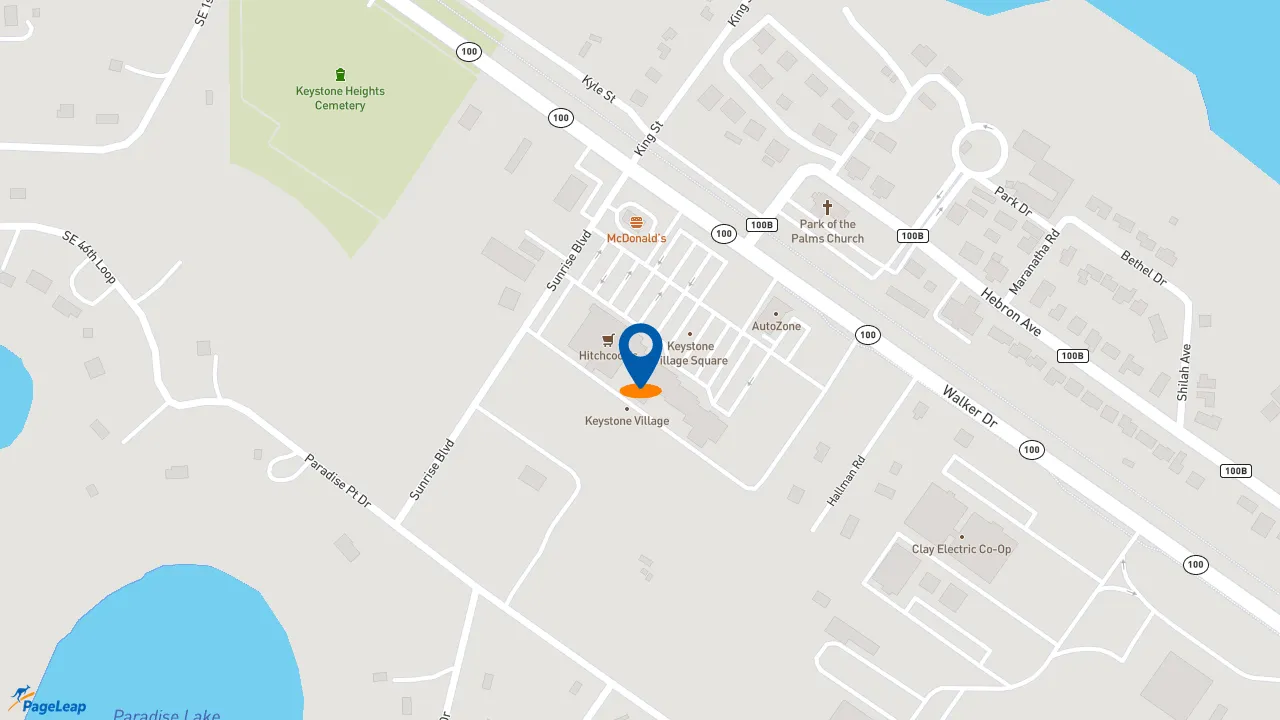 https://pageleap.com map showing location of Subway in Keystone Heights.