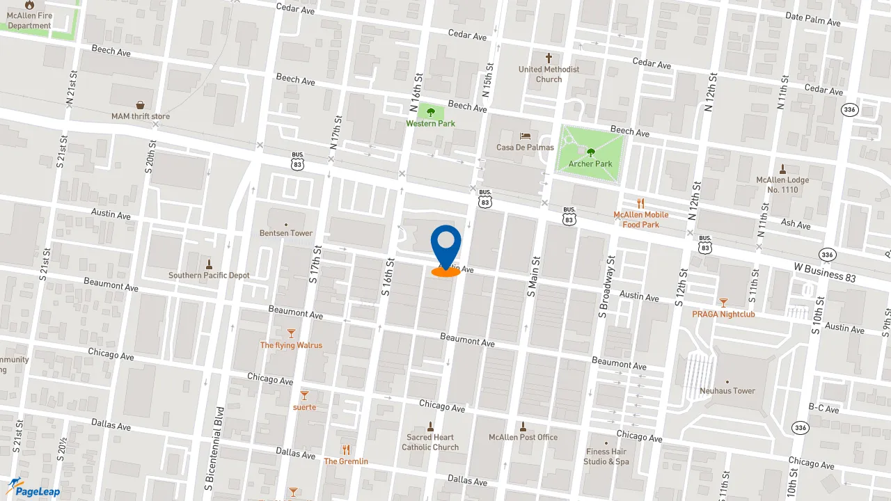 https://pageleap.com map showing location of Subway in Mcallen.