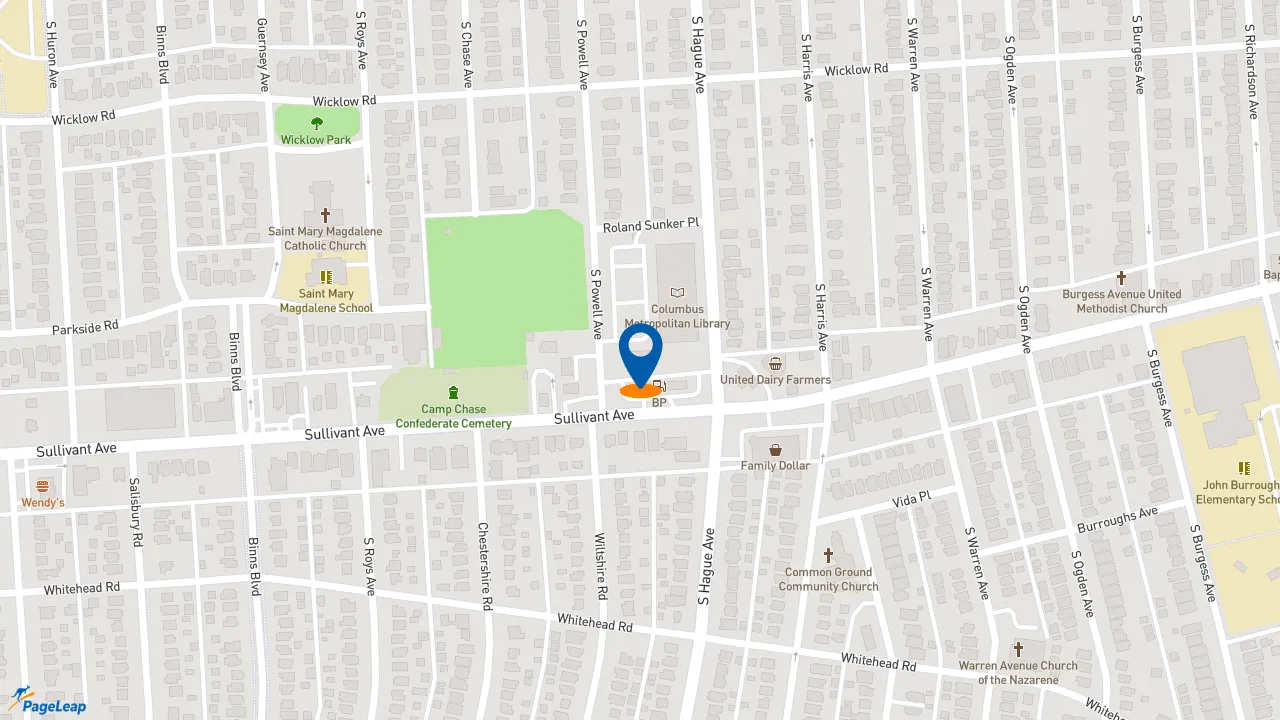 https://pageleap.com map showing location of Subway in Columbus.