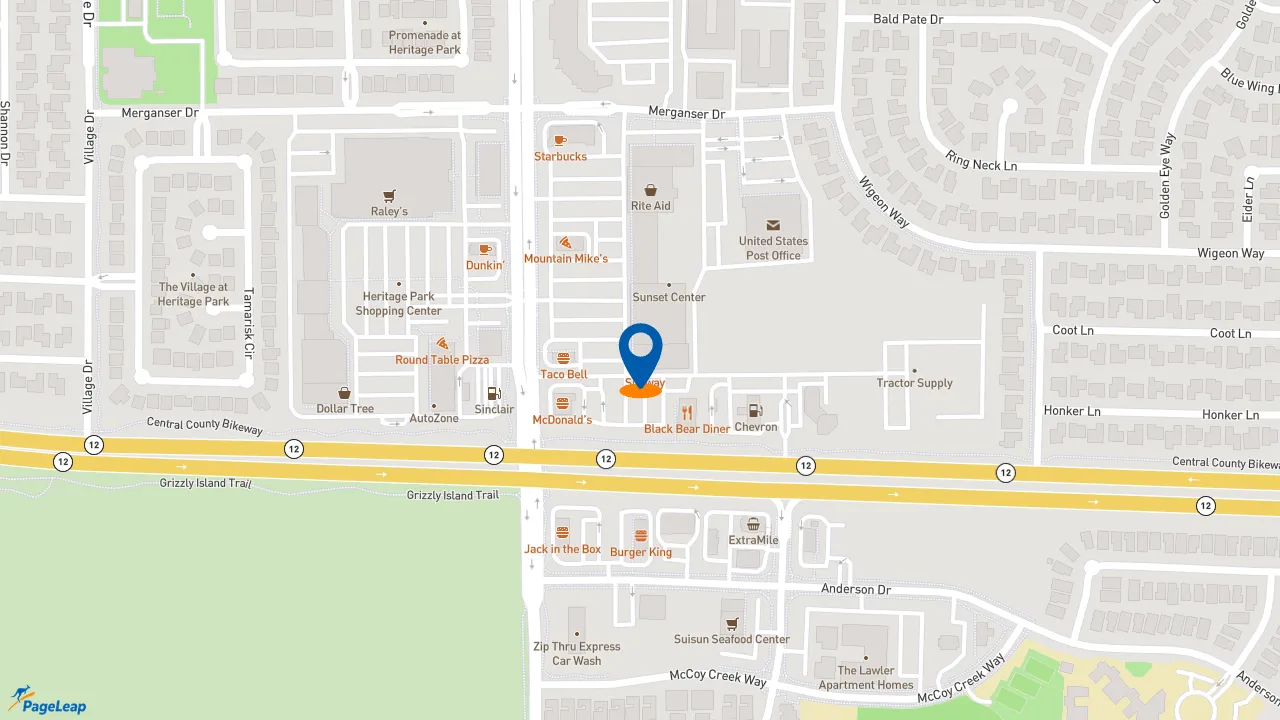 https://pageleap.com map showing location of Subway in Suisun City.