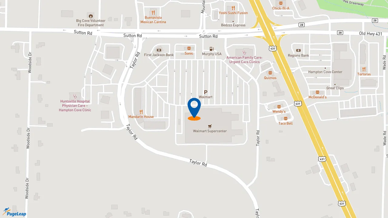 https://pageleap.com map showing location of Subway in Owens Cross Roads.