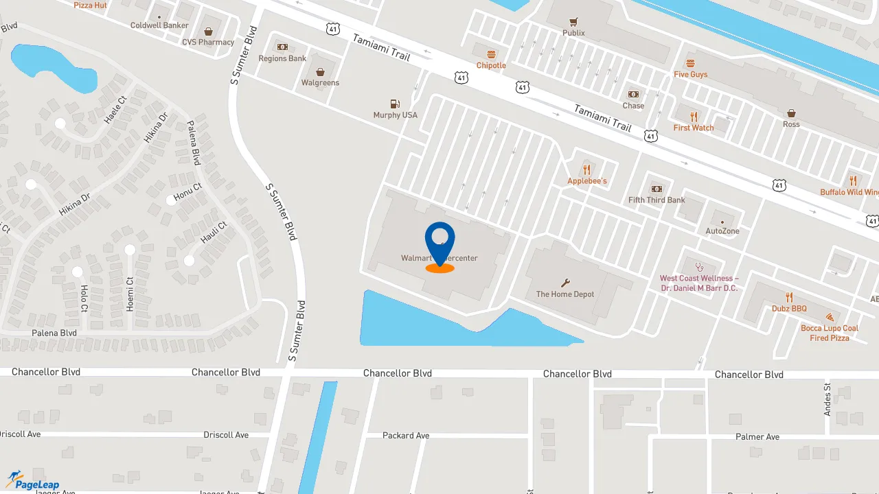 https://pageleap.com map showing location of Subway in North Port.