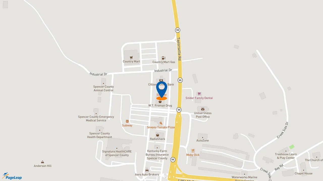 https://pageleap.com map showing location of Subway in Taylorsville.