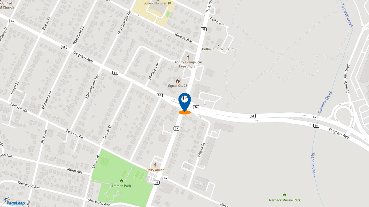 https://pageleap.com map showing location of Subway in Teaneck Township.
