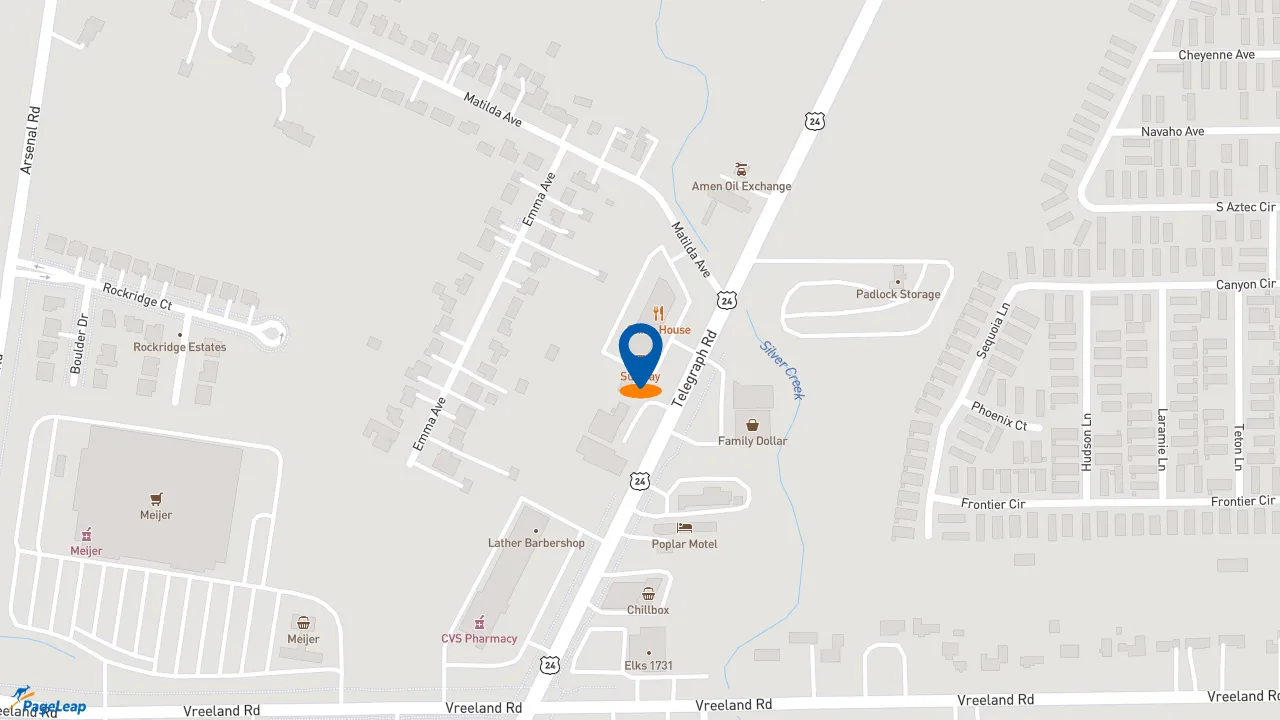 https://pageleap.com map showing location of Subway in Flat Rock.