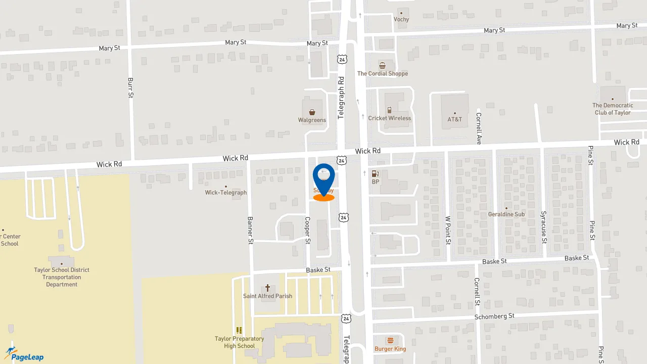 https://pageleap.com map showing location of Subway in Taylor.