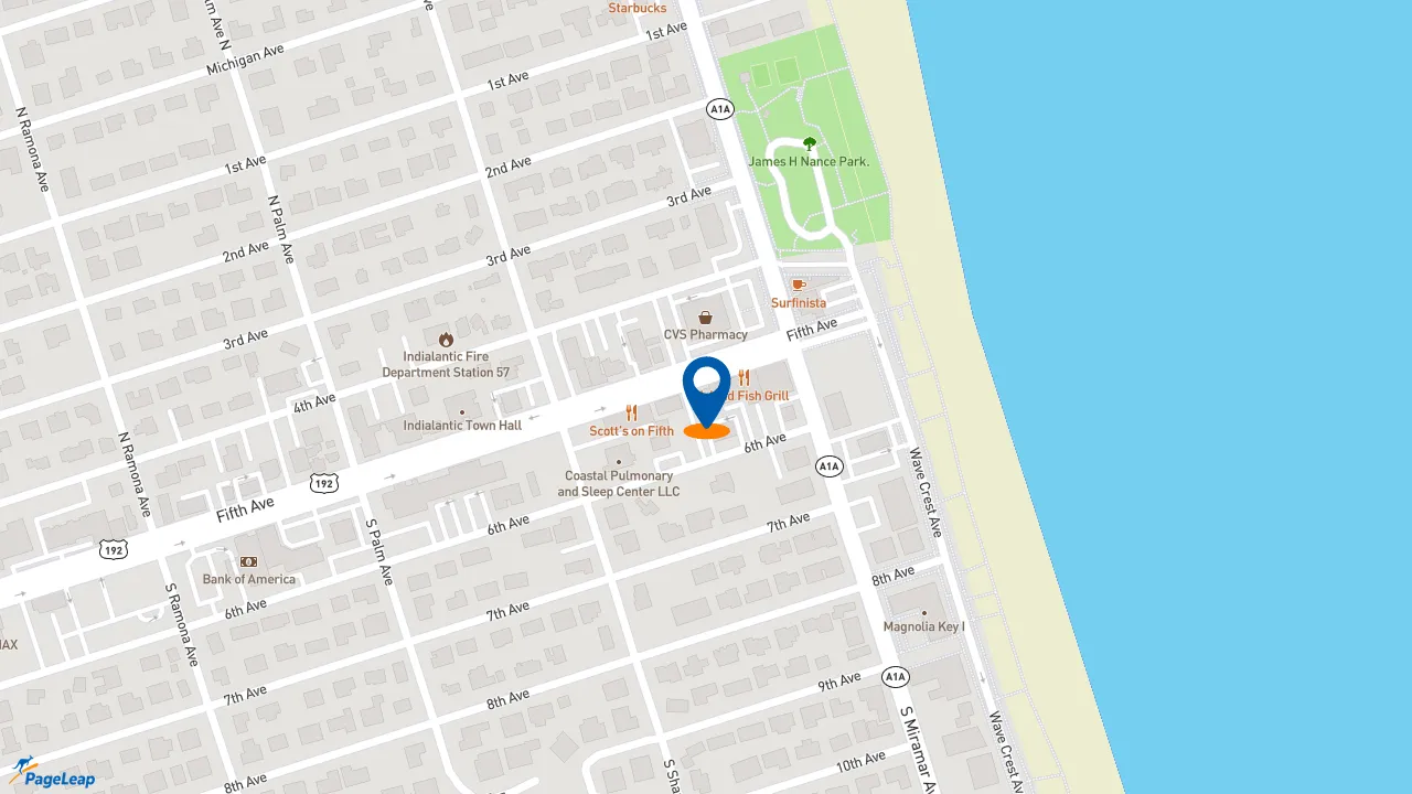 https://pageleap.com map showing location of Subway in Indialantic.