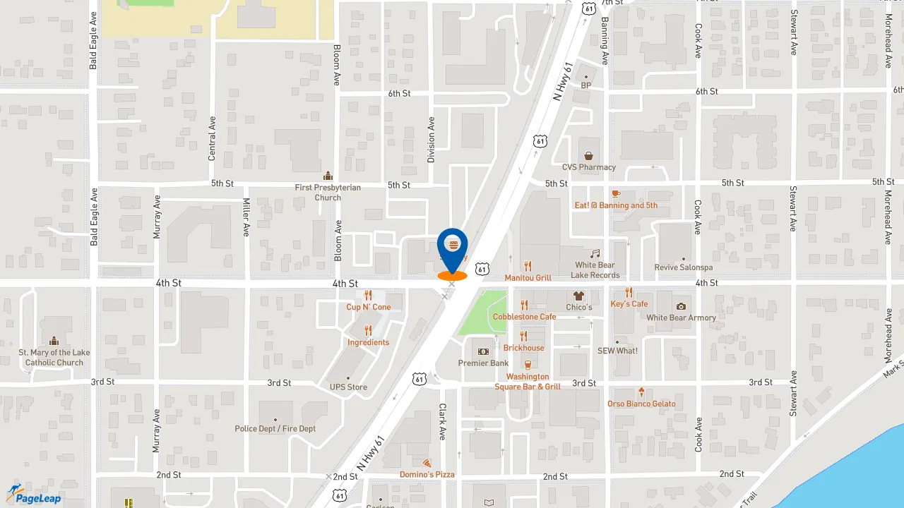 https://pageleap.com map showing location of Subway in White Bear Lake.