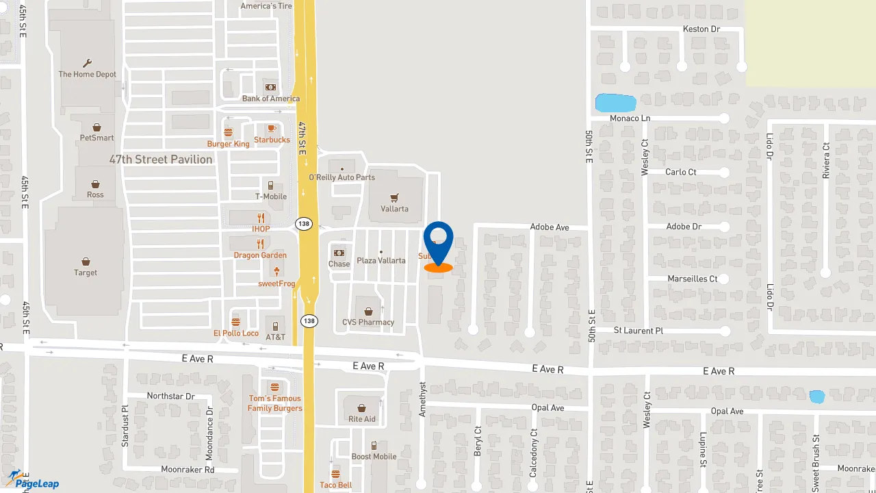 https://pageleap.com map showing location of Subway in Palmdale.