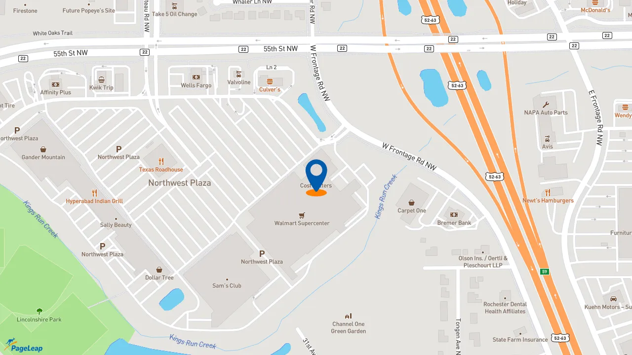 https://pageleap.com map showing location of Subway in Rochester.