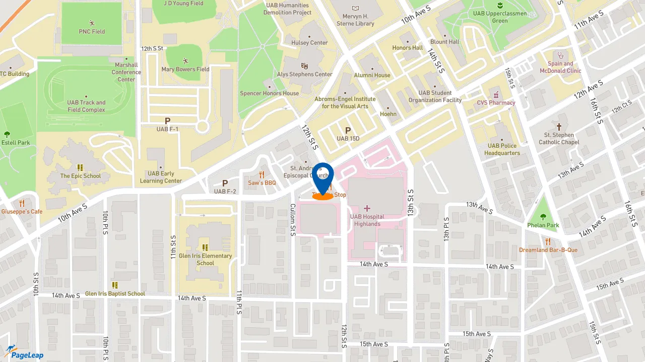 https://pageleap.com map showing location of Subway in Birmingham.