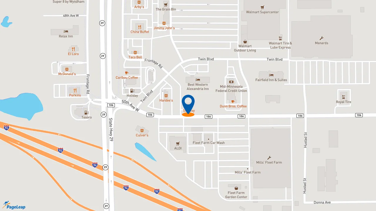 https://pageleap.com map showing location of Subway in Alexandria.