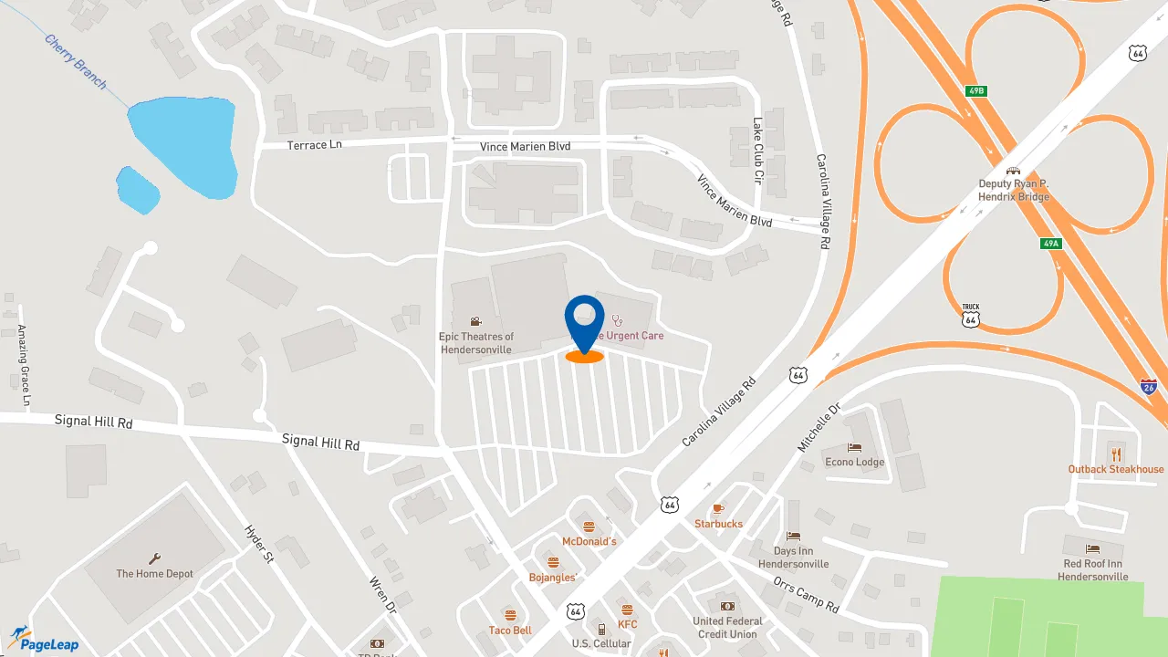 https://pageleap.com map showing location of Subway in Hendersonville.