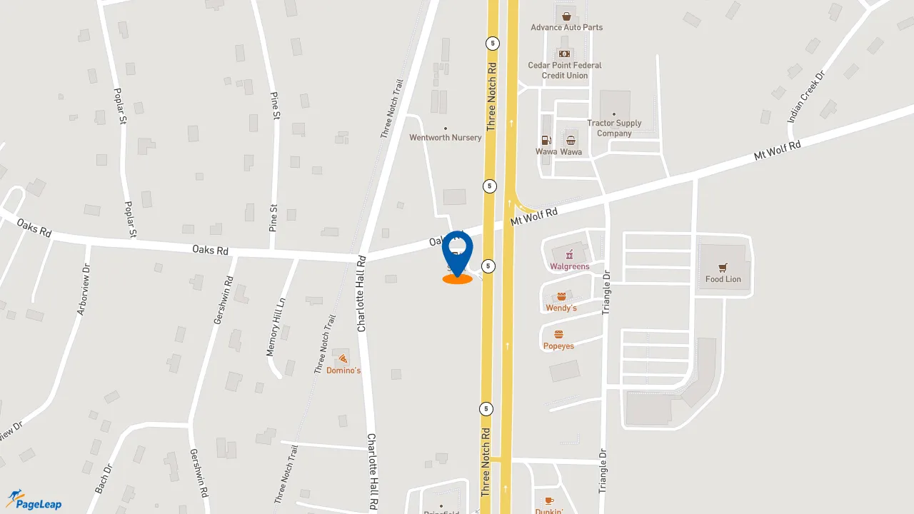 https://pageleap.com map showing location of Subway in Charlotte Hall.