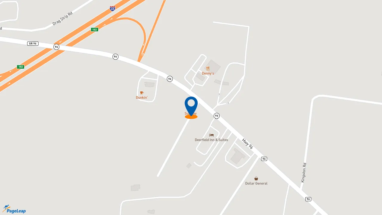 PageLeap.com map showing location of Subway in Fairview.
