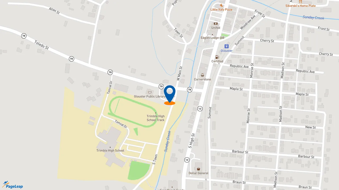 https://pageleap.com map showing location of Subway in Glouster.