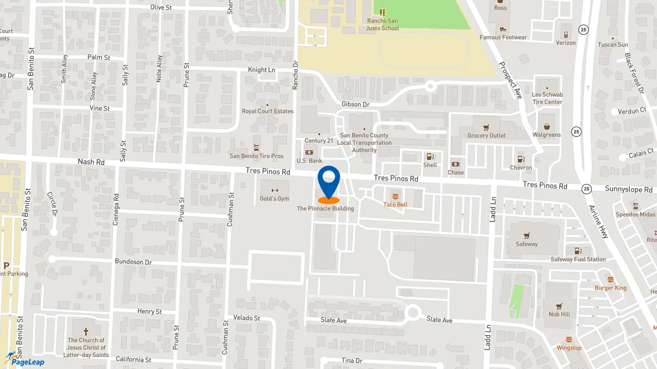 https://pageleap.com map showing location of Subway in Hollister.
