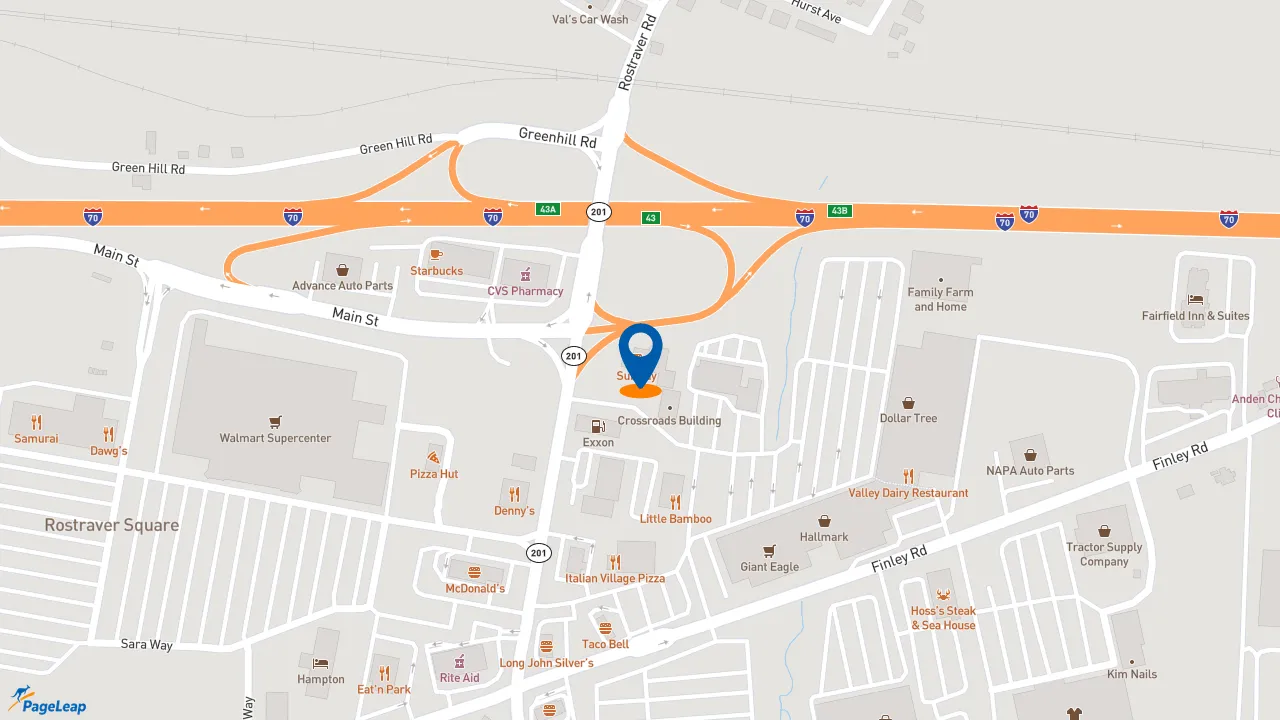 https://pageleap.com map showing location of Subway in Belle Vernon.