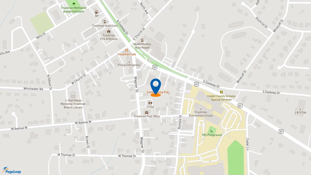 https://pageleap.com map showing location of Subway Troutman in Troutman.