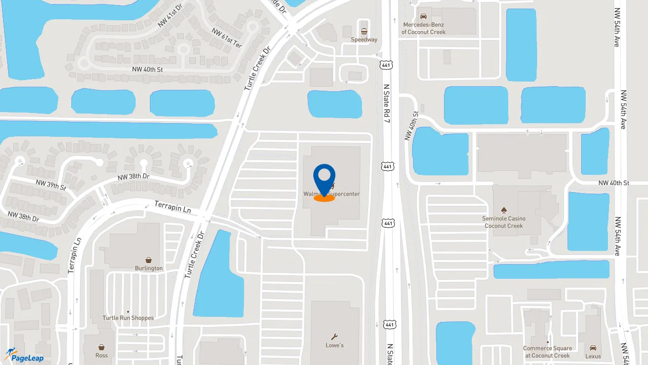 https://pageleap.com map showing location of Subway in Coral Springs.