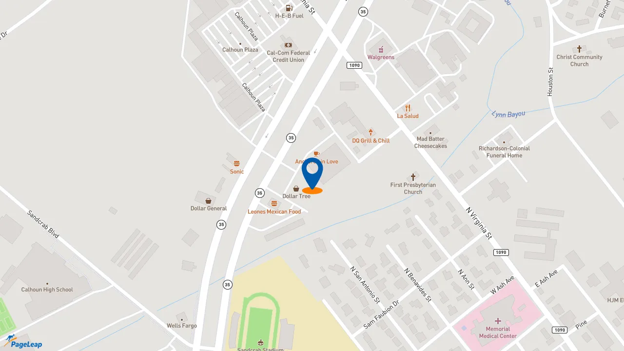 https://pageleap.com map showing location of Subway in Port Lavaca.