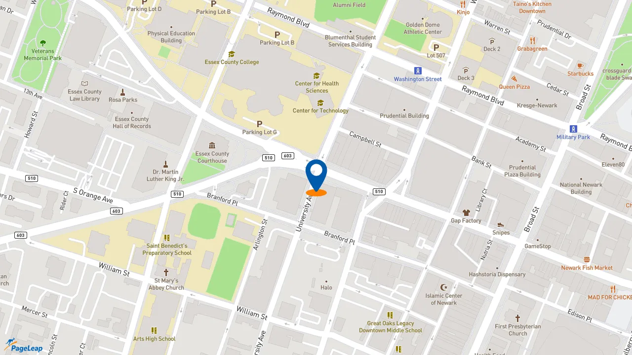 https://pageleap.com map showing location of Subway in Newark.