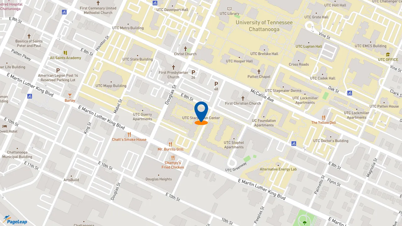https://pageleap.com map showing location of Subway in Chattanooga.