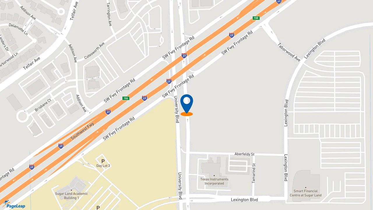 https://pageleap.com map showing location of Subway in Sugar Land.