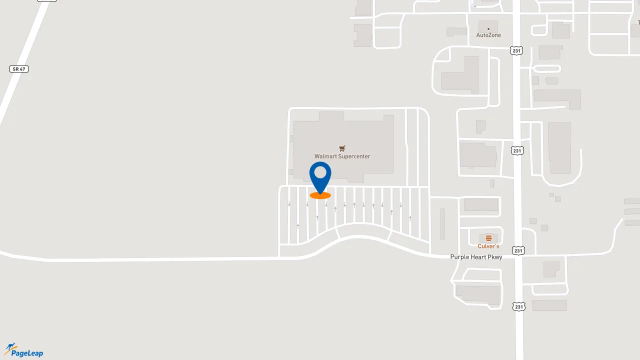 https://pageleap.com map showing location of Subway in Crawfordsville.