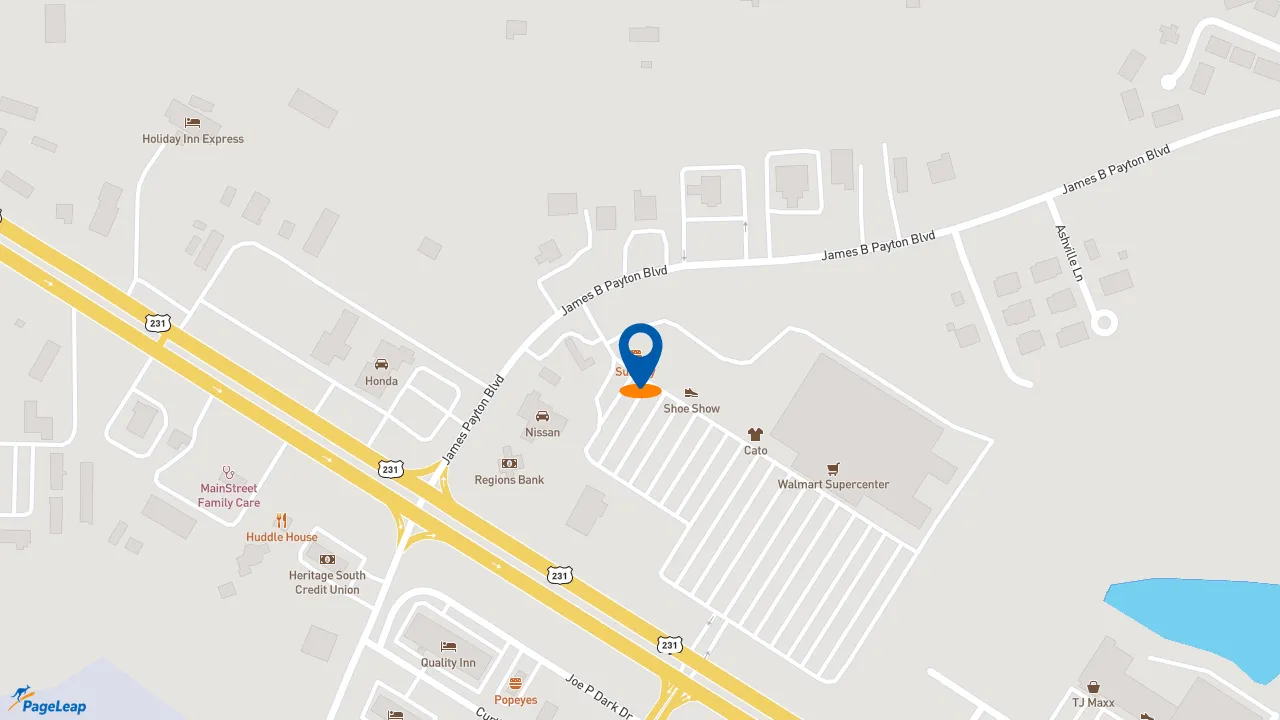 https://pageleap.com map showing location of Subway in Sylacauga.