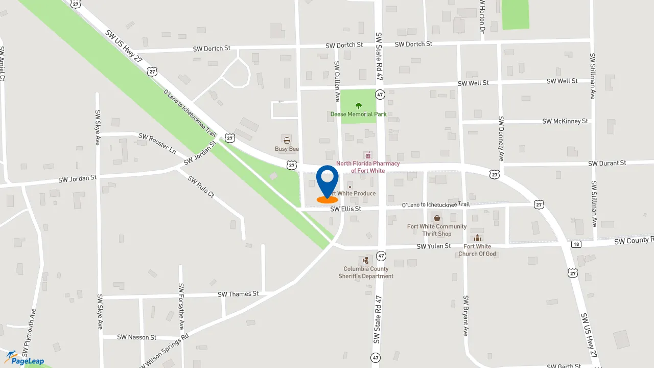 https://pageleap.com map showing location of Subway in Fort White.