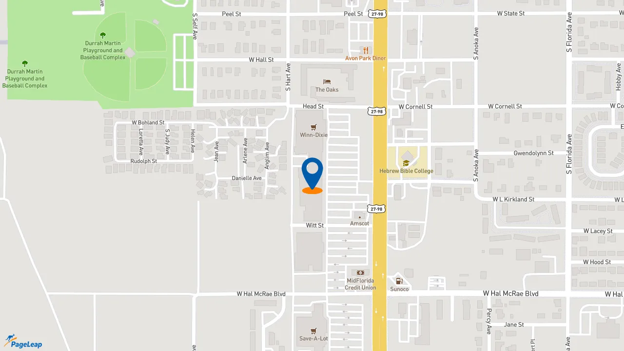 https://pageleap.com map showing location of Subway in Avon Park.