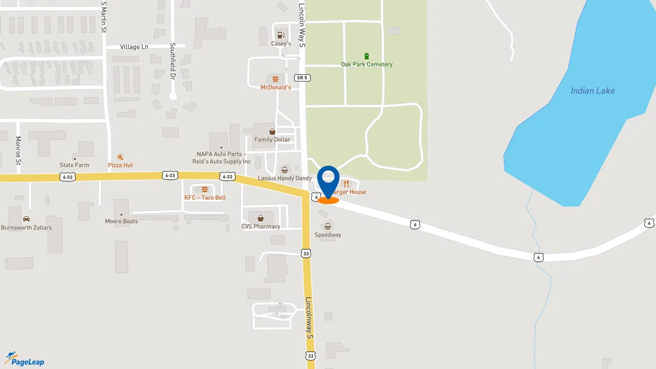 https://pageleap.com map showing location of Subway in Ligonier.