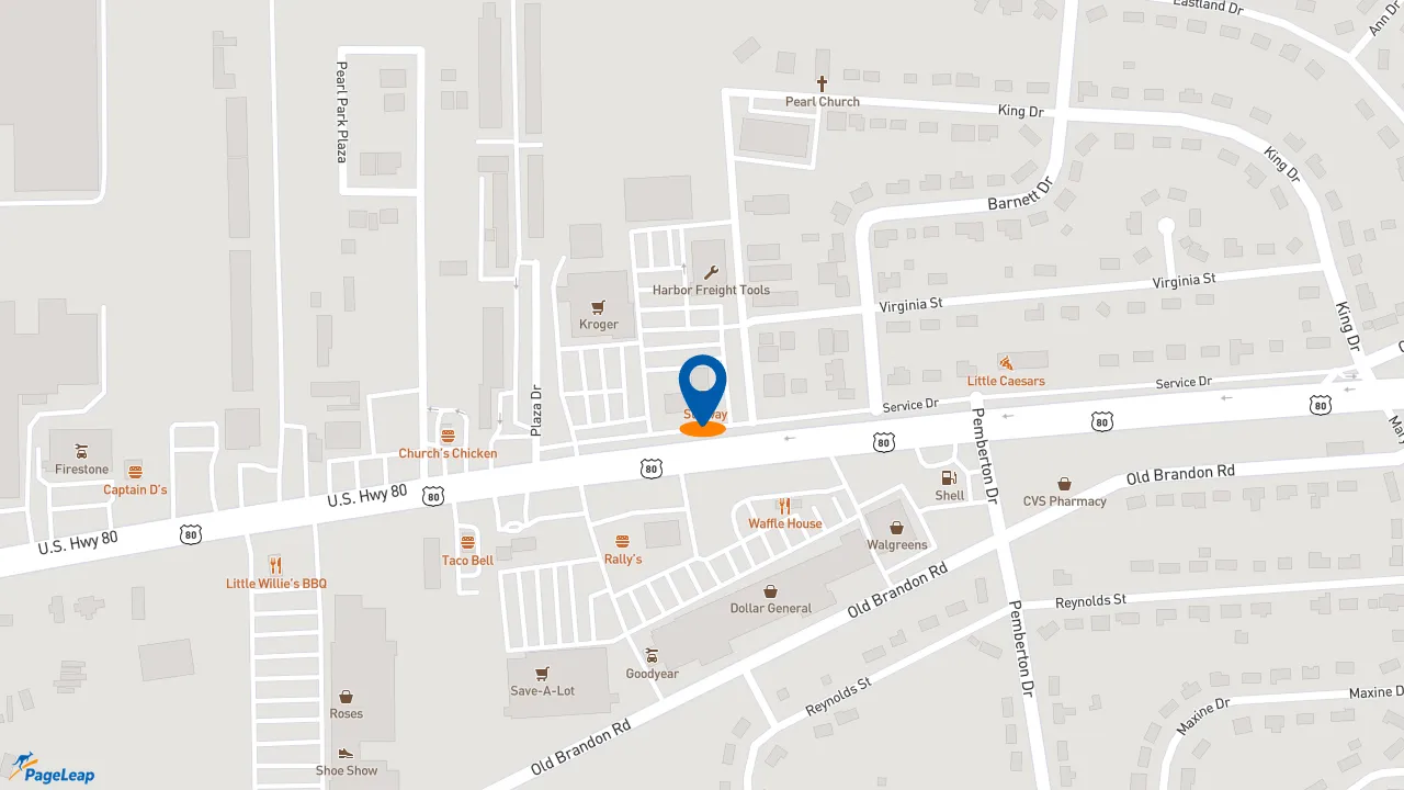 https://pageleap.com map showing location of Subway in Pearl.