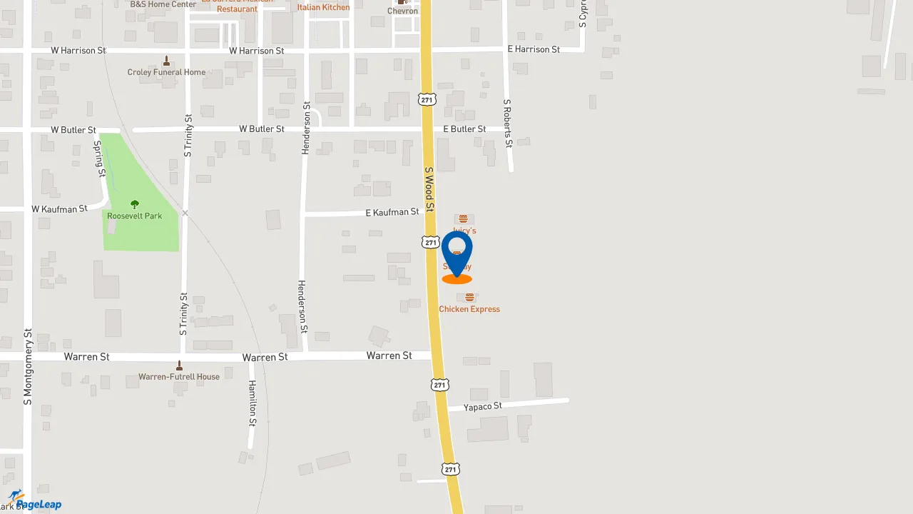 https://pageleap.com map showing location of Subway in Gilmer.