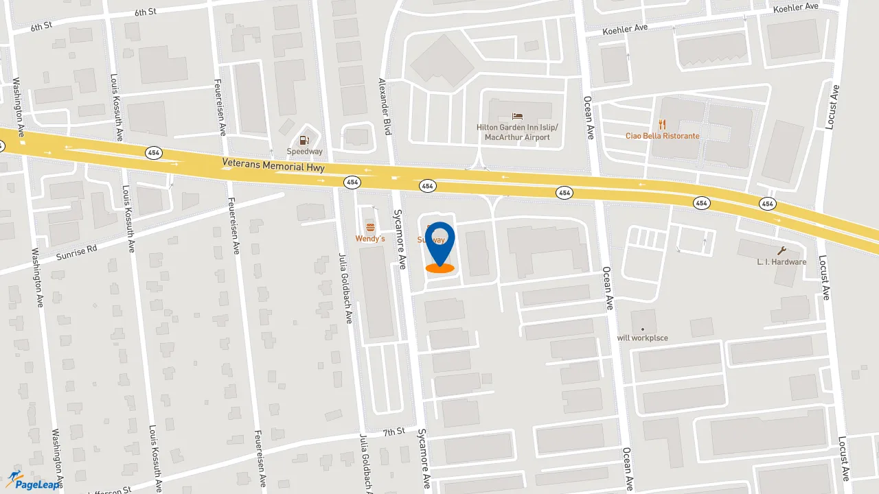 https://pageleap.com map showing location of Subway in Bohemia.