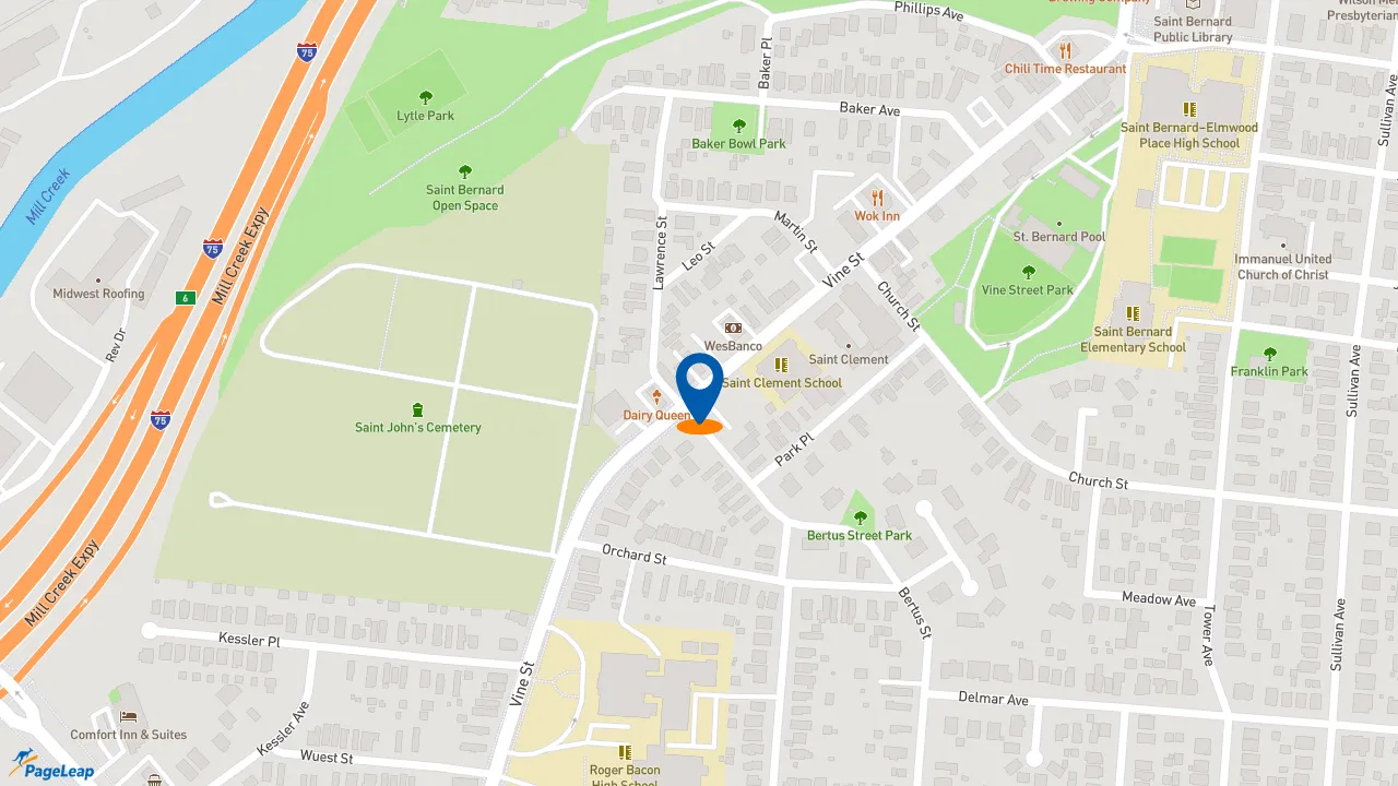 https://pageleap.com map showing location of Subway in Saint Bernard.