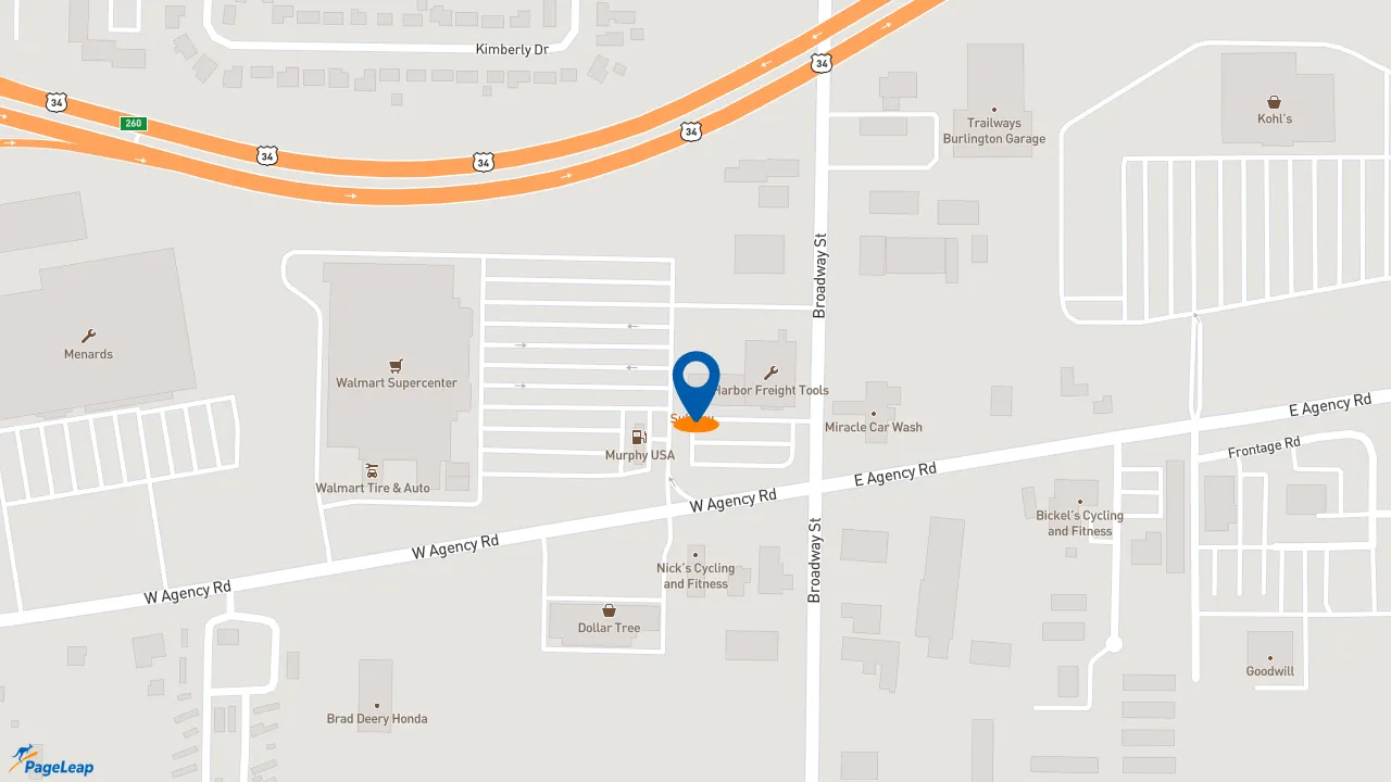 https://pageleap.com map showing location of Subway in West Burlington.