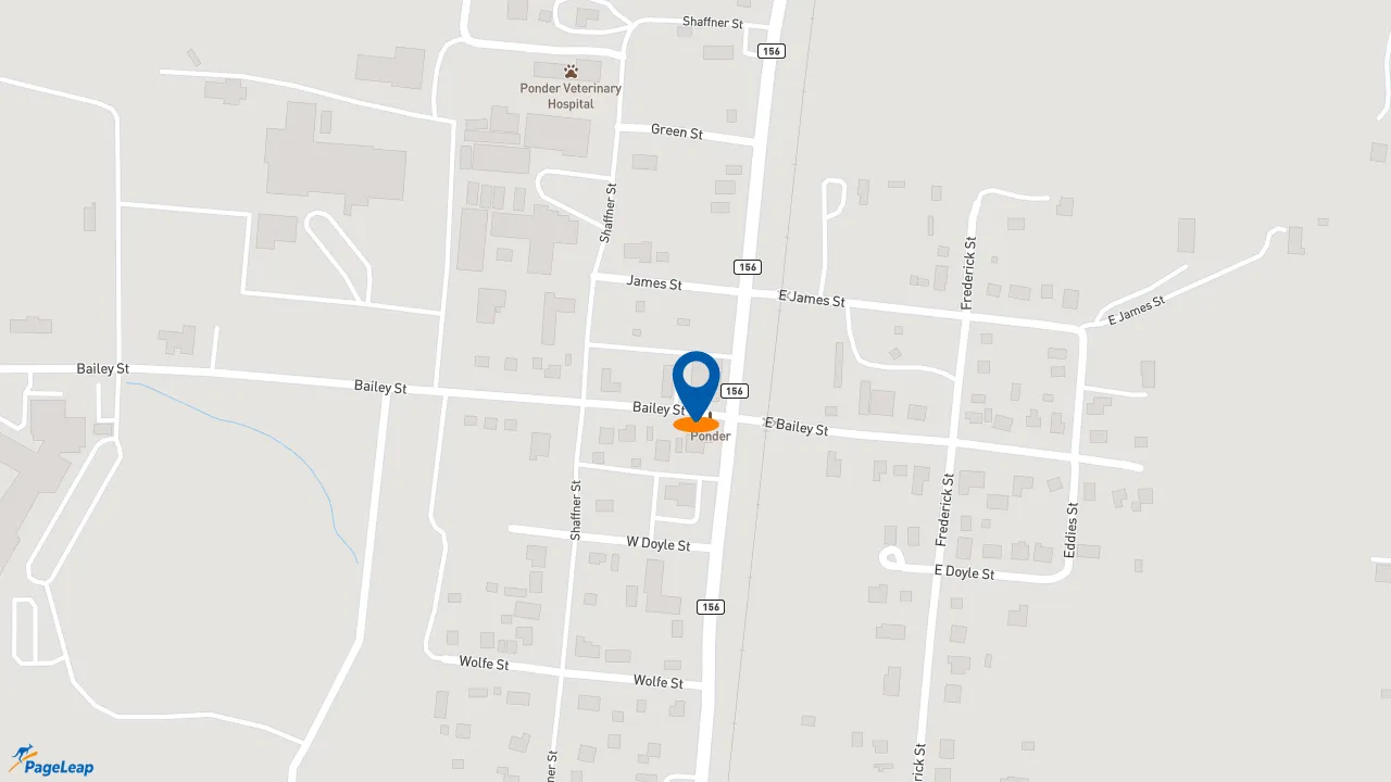 https://pageleap.com map showing location of Subway in Ponder.