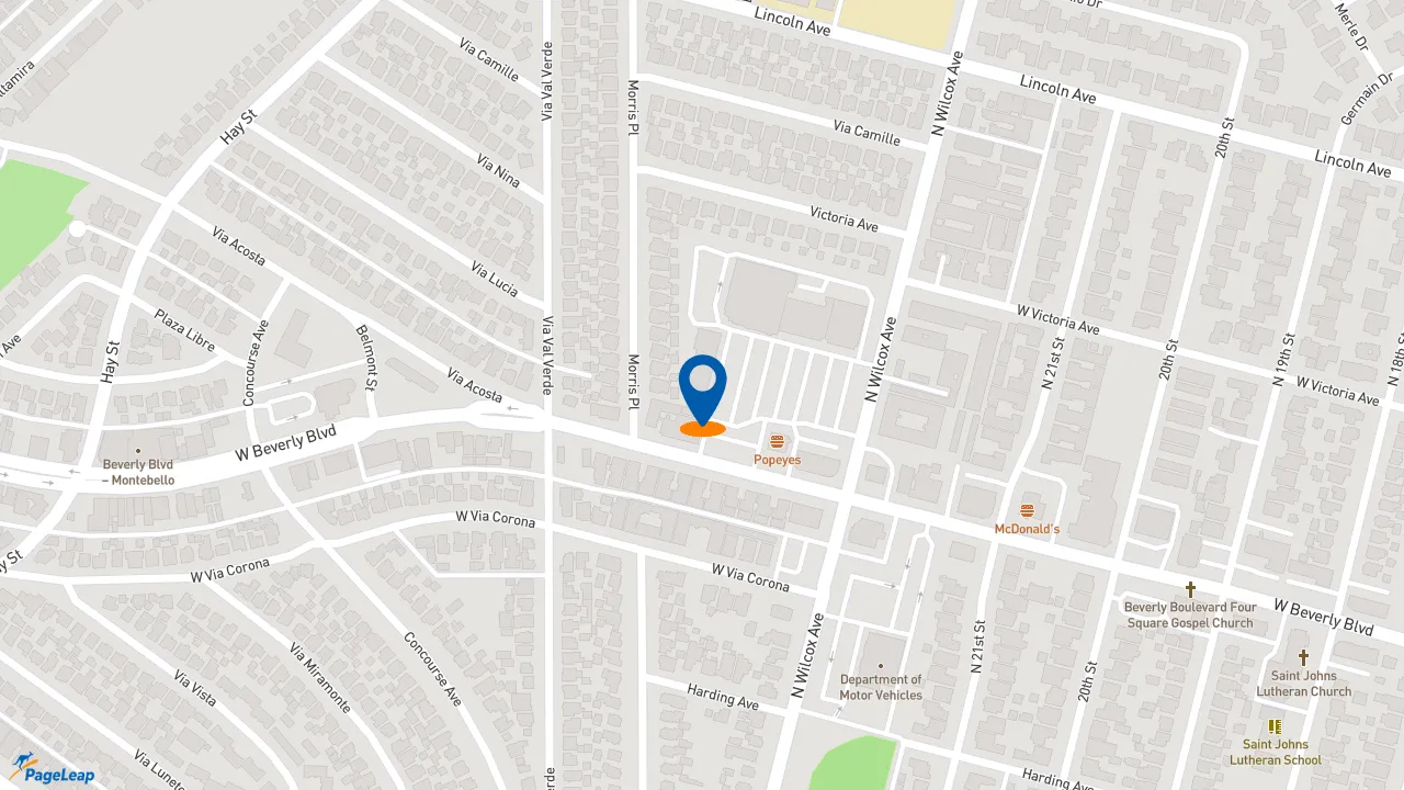 PageLeap.com map showing location of Subway in Montebello.