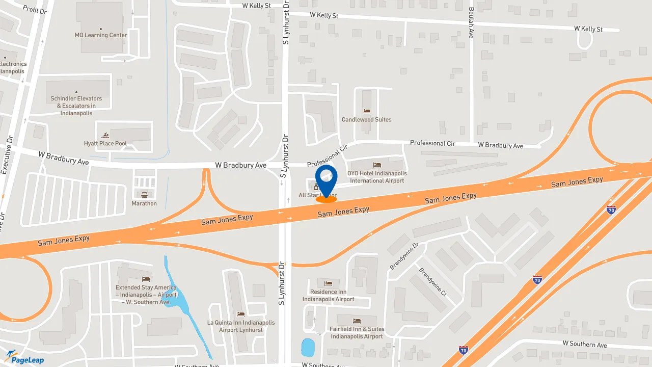 PageLeap.com map showing location of Subway in Indianapolis.
