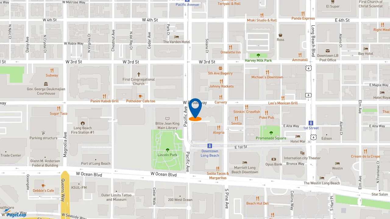 https://pageleap.com map showing location of Subway in Long Beach.