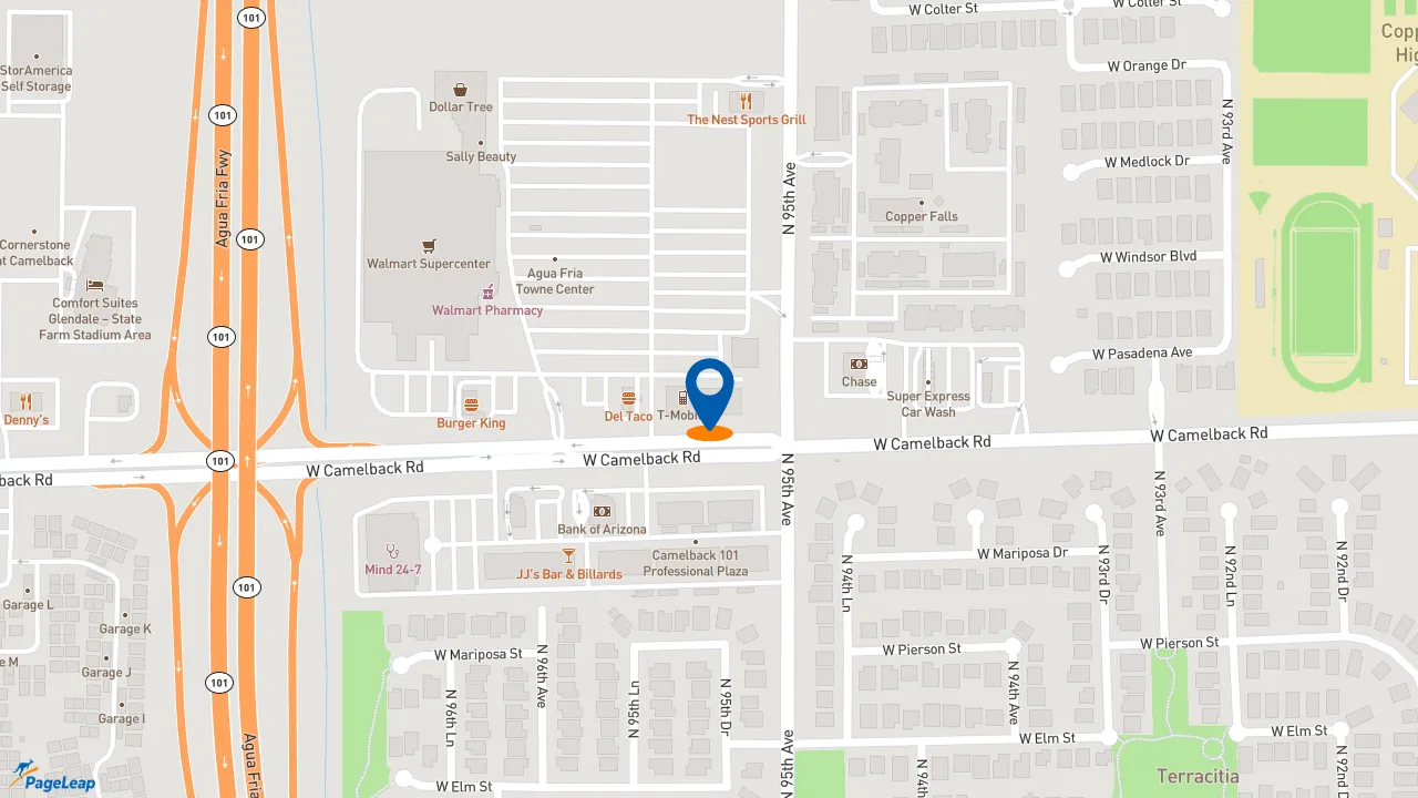 https://pageleap.com map showing location of Subway in Glendale.