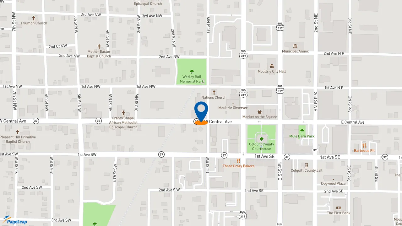 https://pageleap.com map showing location of Subway in Moultrie.