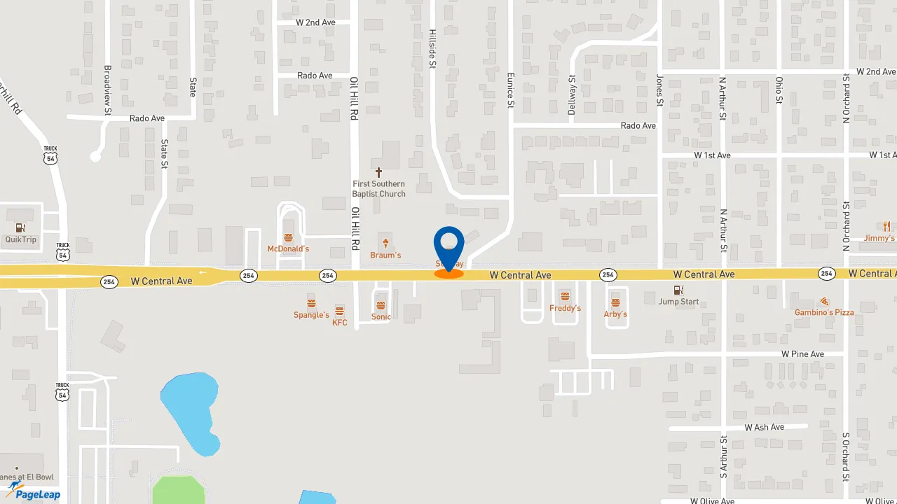 https://pageleap.com map showing location of Subway in El Dorado.