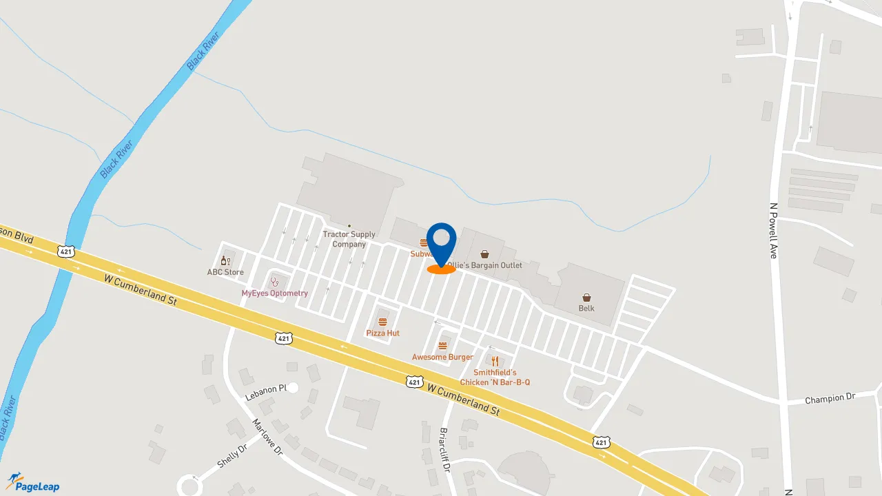 https://pageleap.com map showing location of Subway in Dunn.