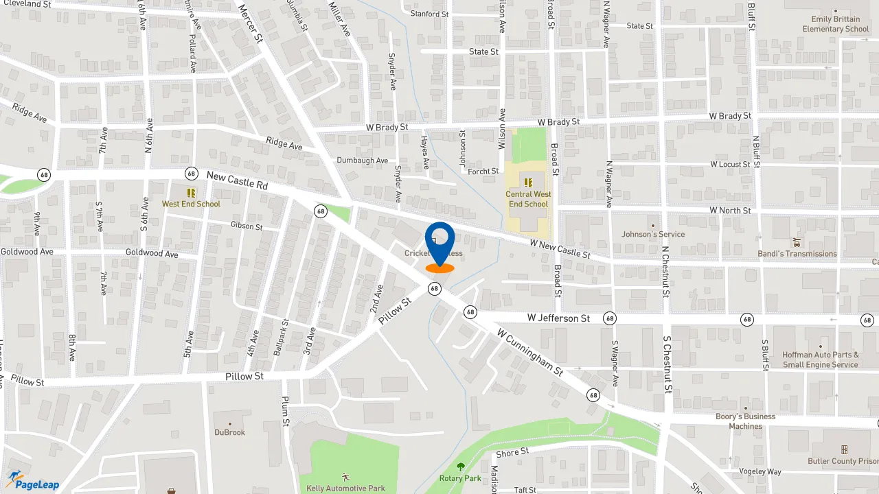https://pageleap.com map showing location of Subway in Butler.