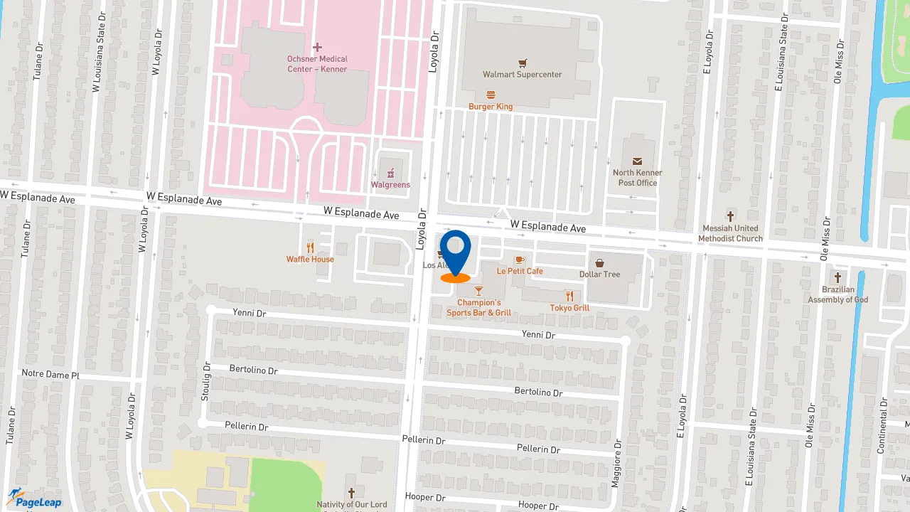 https://pageleap.com map showing location of Subway in Kenner.